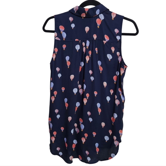 MAEVE BY ANTHROPOLOGIE SLEEVELESS NOVELTY PRINT  HOT AIR BALLOON BLOUSE SIZE XS - Picture 4 of 10